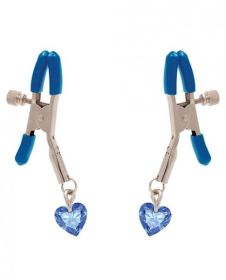 I&#039;ll Never Let Go Nipple Clamps Blue Heart Charms
