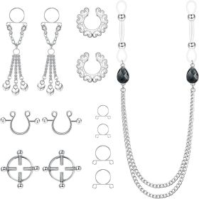 Fake Nipple Ring for Women Non-Piercing Dangle Nipple Rings Clip On Nipple Rings Nipple Clamp Stainless Faux Body Piercing Jewelry
