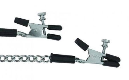 Adjustable Alligator Nipple Clamps With Link Chain Silver (SKU: TCN-SPF-29)