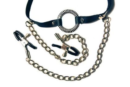 O-Ring Gag with Nipple Clamps (SKU: PD3845-23)